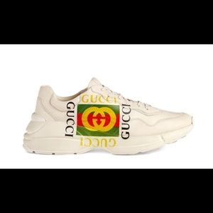 Gucci Ivory Rhyton Gucci logo Leather Sneaker